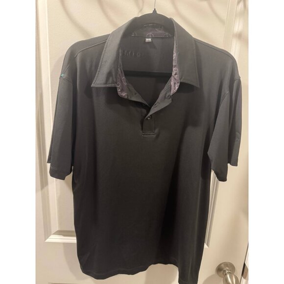 Mercedes-Benz Polo Shirt Men's M Black Collared Short Sleeve Logo Trim Button Up - Picture 1 of 5
